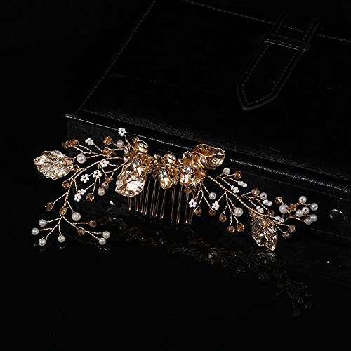 Bridal Hair Accessories Crystal Peals Hair Combs Wedding Hair Clips Accessories Jewelry Handmade Women Hair Ornaments Headpieces(K)