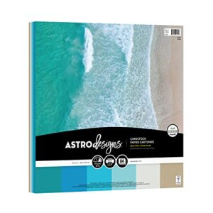 astrodesigns crafting cardstock, 12" x 12", 65 lb./176 gsm, 6-color ocean assortment, 84 sheets (91794)