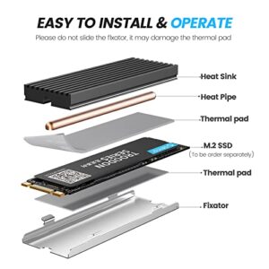 ORICO M.2 SSD Heatsink Cooler with Heat Pipe+ M2 Thermal Pad Thermal Conduction+Aluminium Cooling for PC / PS5 Single and Double-Sided 2280 NVME/NGFF M.2 SSD, Black-M2HS2