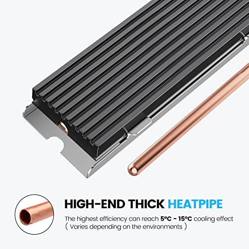 ORICO M.2 SSD Heatsink Cooler with Heat Pipe+ M2 Thermal Pad Thermal Conduction+Aluminium Cooling for PC / PS5 Single and Double-Sided 2280 NVME/NGFF M.2 SSD, Black-M2HS2