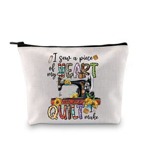 sewing makeup bag sewing machine theme gift i sew a piece of my heart into every quilt i make sewing addicts gift for costume designer (quilt i make bag)