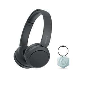 sony wh-ch520 wireless bluetooth on-ear headset with microphone (black) bundle with bluetooth locator (works with apple find my) keychain bundle (2 items)