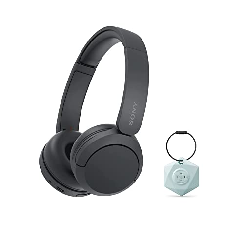 Sony WH-CH520 Wireless Bluetooth On-Ear Headset with Microphone (Black) Bundle with Bluetooth Locator (Works with Apple Find My) Keychain Bundle (2 Items)