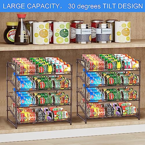 NUNET 4 Tier Stackable Can Rack Organizer,for food storage,kitchen cabinets or countertops,Storage for 48 cans,Bronze