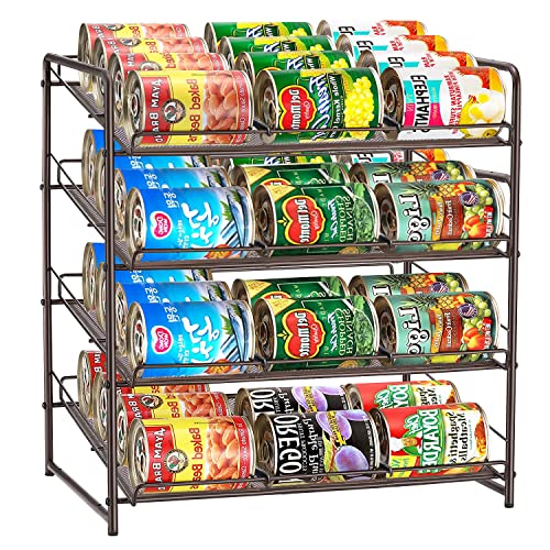 NUNET 4 Tier Stackable Can Rack Organizer,for food storage,kitchen cabinets or countertops,Storage for 48 cans,Bronze