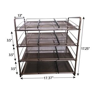 NUNET 4 Tier Stackable Can Rack Organizer,for food storage,kitchen cabinets or countertops,Storage for 48 cans,Bronze