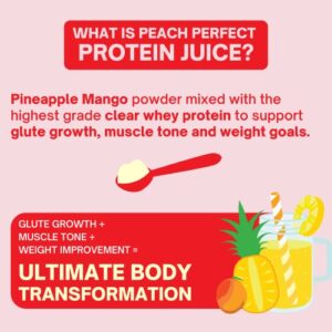 Peach Perfect Protein Juice | Protein Powder for Women, Muscle builder & Weight Management, Pineapple Mango, Meal Replacement Shake, Protein Water, Clear Whey, Booty Building protein powder, 15 SVG