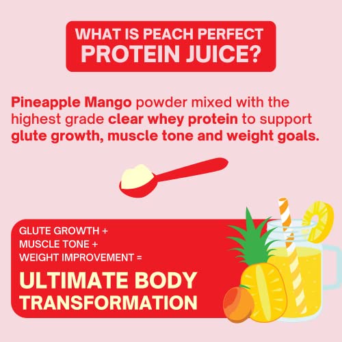 Peach Perfect Protein Juice | Protein Powder for Women, Muscle builder & Weight Management, Pineapple Mango, Meal Replacement Shake, Protein Water, Clear Whey, Booty Building protein powder, 15 SVG