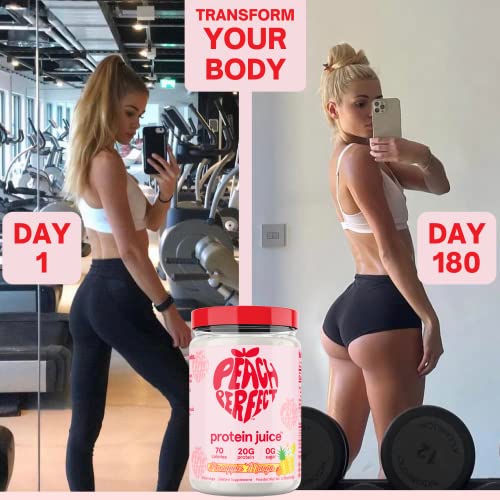 Peach Perfect Protein Juice | Protein Powder for Women, Muscle builder & Weight Management, Pineapple Mango, Meal Replacement Shake, Protein Water, Clear Whey, Booty Building protein powder, 15 SVG