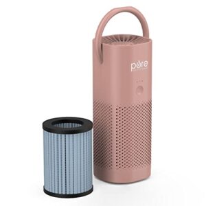 pure enrichment purezone mini portable air purifier and filter bundle - true hepa filter cleans air, helps alleviate allergies, eliminates smoke & more — ideal for traveling, home, and office use