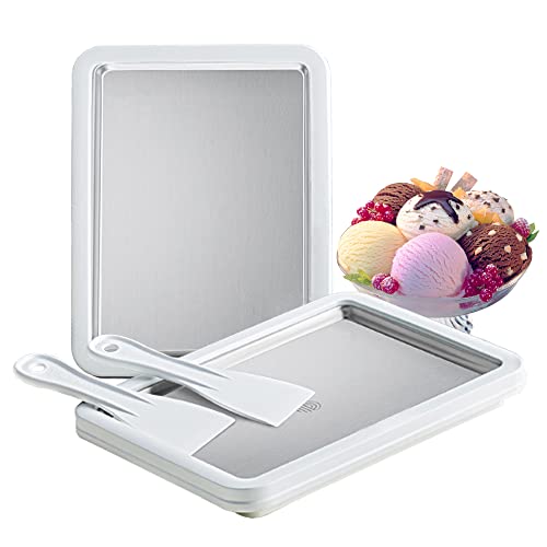 EVATONTT Instant Ice Cream Maker,Cold Plate Rolled Ice Cream Maker with 2 Spatulas,DIY Healthy Ice Cream Frozen Yogurt Gelato Fruit Sorbet for Family Use