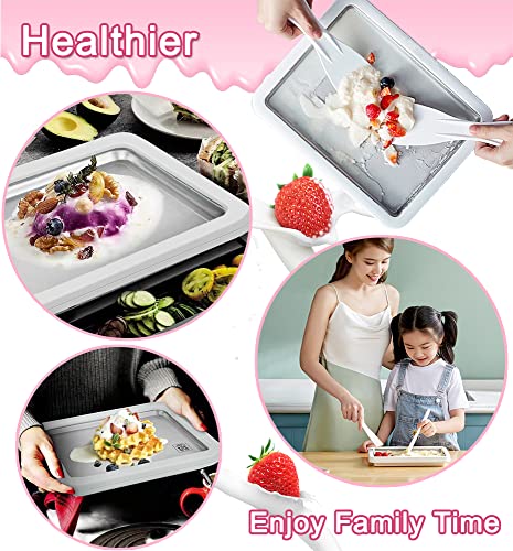 EVATONTT Instant Ice Cream Maker,Cold Plate Rolled Ice Cream Maker with 2 Spatulas,DIY Healthy Ice Cream Frozen Yogurt Gelato Fruit Sorbet for Family Use