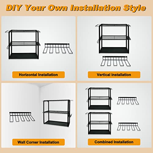 Power Tool Organizer Wall Mount, Power Tool Storage Rack Drills Holder Heavy Duty, 4 Layer Metal Shelf Utility Tools Rack with Pliers Hammers Screwdrivers Holder, Rack for Garage Home Workshop