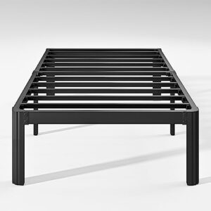 hunlostten 12" twin xl heavy duty bed frame no box spring needed, metal twin xl platform bed frame with round corners, easy assembly, noise free, black