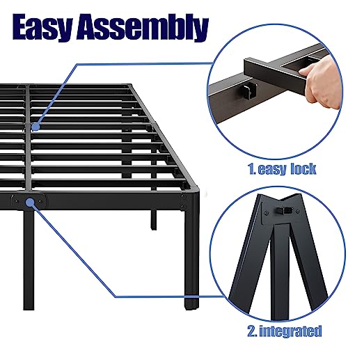 Hunlostten 16" Full Size Bed Frame No Box Spring Needed, Heavy Duty Metal Platform Bed Frame Full with Round Corners, Easy Assembly, Noise Free, Black