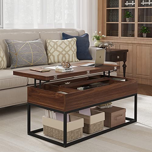 HAIOOU Lift Top Coffee Table, 3in1 Folding Coffee Table with Storage Drawer Push Opening, Metal Frame Wood Coffee Table for Living Room Tabletop Dining Table Reception Home,Apartment/Office