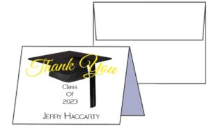 (24 pack) thank you cards with envelopes for graduation – folded personalized cards – choice of 20 colors – 100lb (270 gsm) cardstock and 70lb envelopes (24 5x7 cards & a7 envelopes)