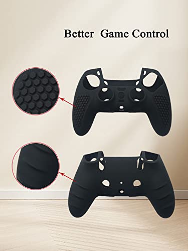 MOJOXR Controller Silicone Cover and Stick Caps for PS5 DualSense Edge Wireless Controller,Anti-Slip Protector Skin and 10 Thumb Grip Caps Accessories for Playstation5 Edge Controller (black)