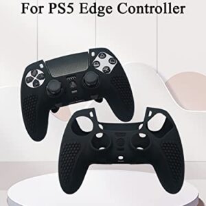 MOJOXR Controller Silicone Cover and Stick Caps for PS5 DualSense Edge Wireless Controller,Anti-Slip Protector Skin and 10 Thumb Grip Caps Accessories for Playstation5 Edge Controller (black)