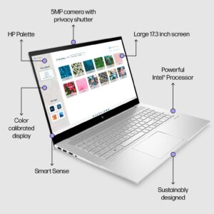 HP 2023 Envy 17 17.3" Touchscreen FHD Business Laptop, 12th Gen Intel 12 Cores i7-1260P, 64GB DDR4 RAM, 1TB PCIe SSD, WiFi 6, Bluetooth 5.3, Backlit Keyboard, Windows 11 Pro, BROAG Extension Cable