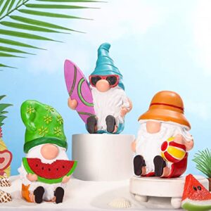 3 Pieces Summer Gnomes Beach Gnomes Summer Decor Romantic Summer Gnomes Resin Gnome Figurines Sweet Elf Gnomes for Table Tiered Tray Farmhouse Home Kitchen Hawaii Party Patriotic Decorations Gifts