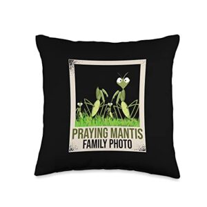 praying mantis costume insect lover bug mantises funny insect praying mantis family photo throw pillow, 16x16, multicolor