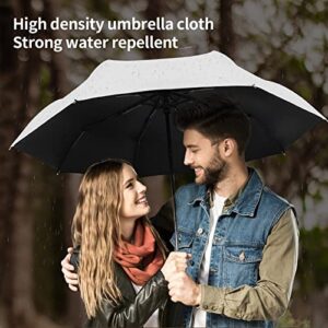 Cloudia Automatic Windproof Travel Umbrella, Umbrella in Rain and Sun for Women and Men (White)