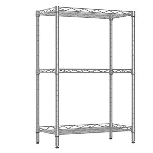 SINGAYE 3 Tier Adjustable Storage Shelf Metal Storage Rack Wire Shelving Unit Storage Shelves Metal 390Lbs Capacity 23.6" L x 14" W x 31.5" H for Pantry Closet Kitchen Laundry Silver