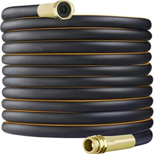 Tckoasis Garden Hose 100ft x 5/8 in Heavy Duty, Flexible and Lightweight Water Hose, Burst 600 psi, Kink-less Hybrid Rubber Hose for Backyard, 3/4'' Solid Metal Fittings