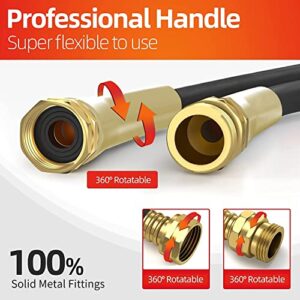 Tckoasis Garden Hose 100ft x 5/8 in Heavy Duty, Flexible and Lightweight Water Hose, Burst 600 psi, Kink-less Hybrid Rubber Hose for Backyard, 3/4'' Solid Metal Fittings