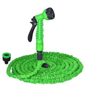 expandable garden hose 100ft-water hose, 7 function nozzle,light weight,for gardening, car washing, pets, outdoors. (green)