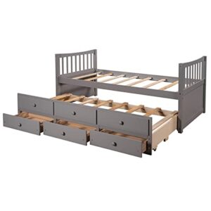 floyinm bed frame captain's bed twin daybed bed frame with storage drawers trundle bed for bedroom home furniture