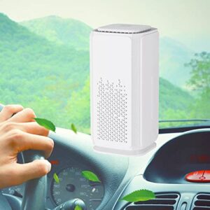 Small Air Cleaner with Ambient Light Lamp Multi Scene Use HEPA Filter USB Quiet Odor Smoke Dust Indoor Air Cleaner Desktop Air Freshener, White