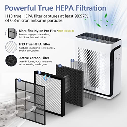 Vital 100S Filter Compatible with LEVOIT Vital 100S Smart WiFi Air Purifie-r, 3-in-1 True HEPA, High-Efficiency Activated Carbon Pre-Filter, Vital 100S-RF, 2 Pack