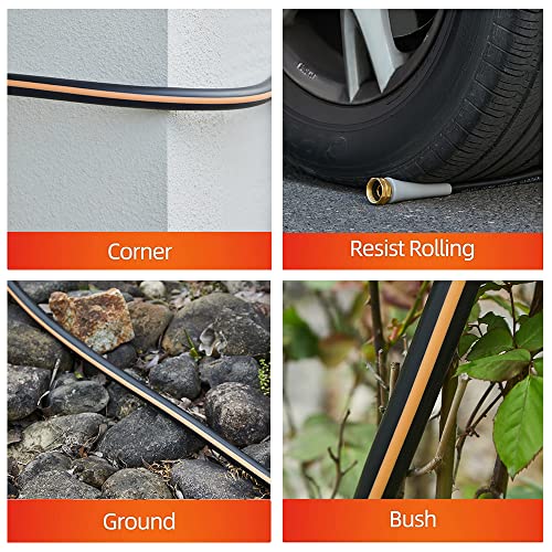 HIEEY Garden Hose 50 ft with Hose Nozzle, Brass Connector, 7 Function Spray Nozzle, Flexible Durable Kink Free and Easy to Store, Long Car Wash Water Hose for 3/4 Standard Faucet