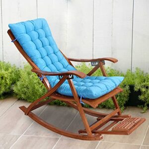 lounge chair cushion with 6 ties, thick rocking chair cushion with peal wool filling, indoor outdoor solid color patio high seat back chair cushion, no chair, light blue-40x108cm/16x43in