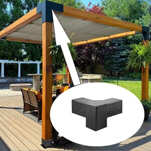 GGAIFbp Pergola Kit Brackets 4"x4" 2 Pack Heavy Duty 3-Way Right Angle Corner Pergola Hardware Brackets Kit and 2 Pcs Pergola Post Base for Gazebos,Patio Pergolas