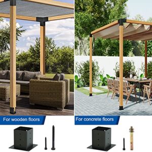 Pergola Kit, 3-Way Right Angle Pergola Brackets, 4 Pack Elevated Wood Stand Kit with Screws for 4x4 (Actual: 3.5x3.5 Inch) Lumber, Woodworks DIY Post Base Kit, Outdoor Pergola Hardware Kit