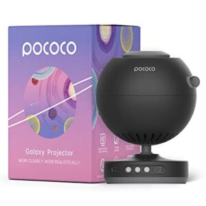 POCOCO Galaxy Projector, Gaming Desk Accessories for PC Setup, Real Planetarium Star Projector with Rechargeable Battery, Birthday Gift Ideas for Men Women Kids, Night Lights for Stress Relief (Black)