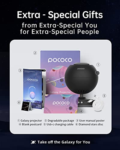 POCOCO Galaxy Projector, Gaming Desk Accessories for PC Setup, Real Planetarium Star Projector with Rechargeable Battery, Birthday Gift Ideas for Men Women Kids, Night Lights for Stress Relief (Black)