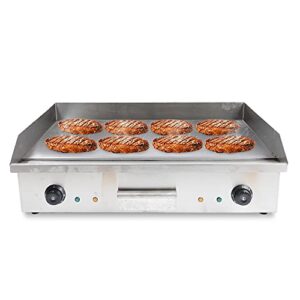 29" commercial electric griddle-110v 4400w electric countertop griddle non-stick restaurant teppanyaki flat top grill stainless steel adjustable temperature control 122°f-572°f(no plug included)