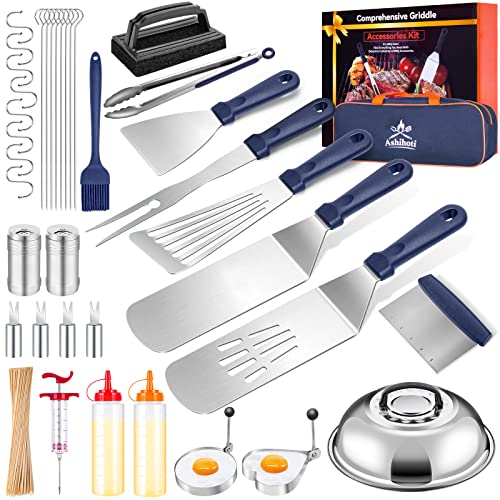 Griddle Accessories Kit,Upgrade 138pcs Flat Top Grill Accessories Set for Blackstone and Camp Chef,Spatula,Scraper,Griddle Cleaning Kit Carry Bag for Hibachi Grill, Men Outdoor BBQ with Meat Injector