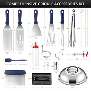 Griddle Accessories Kit,Upgrade 138pcs Flat Top Grill Accessories Set for Blackstone and Camp Chef,Spatula,Scraper,Griddle Cleaning Kit Carry Bag for Hibachi Grill, Men Outdoor BBQ with Meat Injector