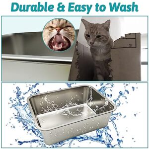 Hamiledyi Stainless Steel Cat Litter Box 3PCS, 17.7" X 13.8" X 5.9" Pet Metal Litter Box, Easy to Clean, No Odor Small Pet Toilet for Cat Kitties Rabbits Hedgehog (3PCS, 17.7" X 13.8" X 5.9")