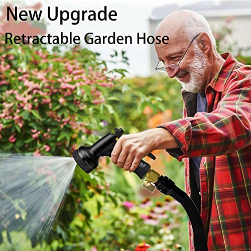 Expandable Garden Hose Water Hose 100ft Lightweight Retractable Long Hose,No Kink Flexible Hose With 10 Standard Function Nozzle,SUPER Latex Core Flex Hose Outdoor Watering Equipment Hose Black