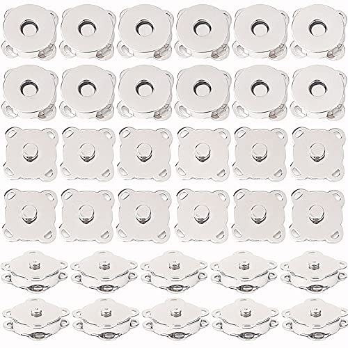 EuTengHao Magnetic Snaps Buttons, Silver Magnetic Purse Snap Clasps, Plum Magnetic Snap Closures for Purses Handbags, 15mm Magnet Button Closure Fastener for Clothes Sewing DIY Craft