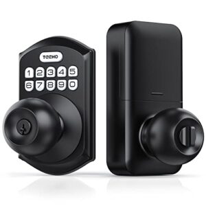 teeho keyless entry door locks with keypads - deadbolt smart lock - front door lock set with door knob - auto lock - easy installation - matte black