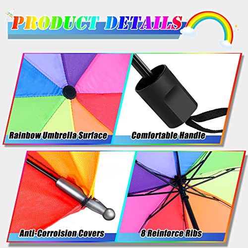 BUKPUD 8 Ribs Rainbow Umbrellas Tri-Folded Umbrella - Durable Compact and Lightweight Rainbow Umbrella for Men Women Kids Adults - Portable Travel Umbrellas