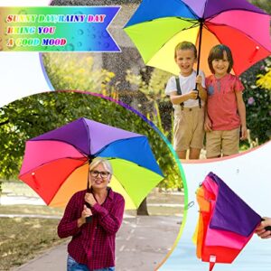 BUKPUD 8 Ribs Rainbow Umbrellas Tri-Folded Umbrella - Durable Compact and Lightweight Rainbow Umbrella for Men Women Kids Adults - Portable Travel Umbrellas