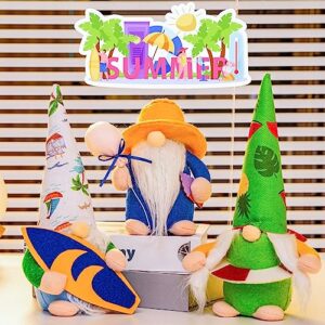 DraMosary 3PCS Beach Gnomes Summer Gnomes Plush Swedish Gnomes Decorations Handmade Housewarming Gift Gnomes Nisse Scandinavian Tomte Elf World Dwarf Hawaii Home Household Farmhouse Gift Decor